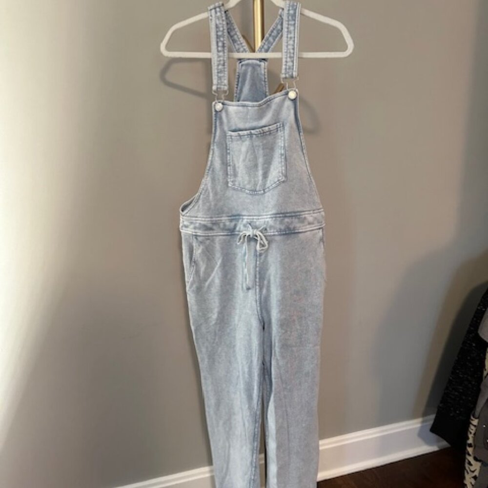 Z Supply Faded Light Blue Denim-Style Overalls Jumpsuit